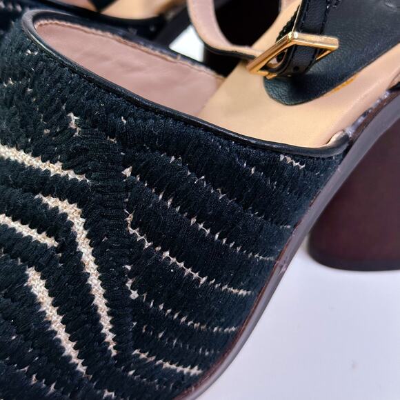 AD & Daughters Block Wooden Heel Haddix Square Toe Dress Sandals Black 6 NEW - Picture 5 of 11